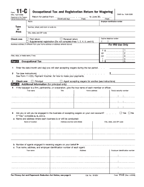 Form 11-C Occupational Tax and Registration Return for Wagering