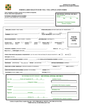 Colombia Visa Application Form