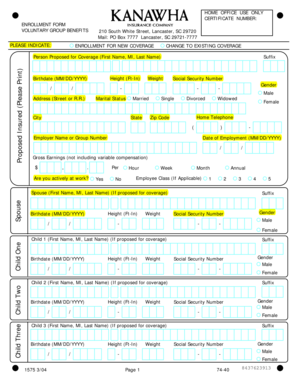 Voluntary Group Benefits Enrollment Form