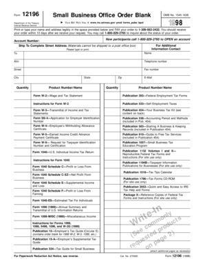IRS Small Business Office Order Form