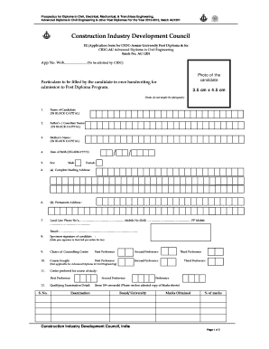 Download Registration Form For Post Diploma & Advance Diploma