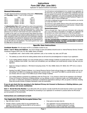 IRS Form 2587 Special Enrollment Examination Application