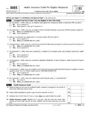 IRS Form 8885 2002 Health Insurance Credit