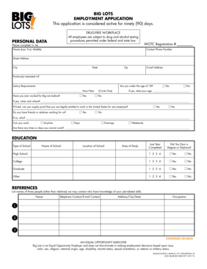 Big Lots Employment Application