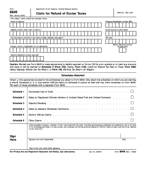IRS Form 8849 Claim for Refund of Excise Taxes
