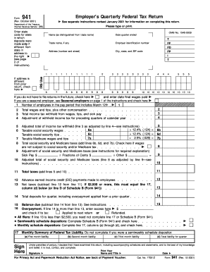 Form 941 Employer’s Quarterly Federal Tax Return