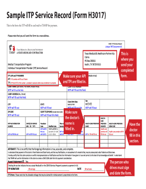 itp service record claim form