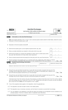 IRS Form 8824 Like-Kind Exchanges