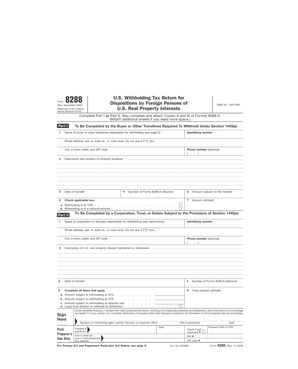 Form 8288 U.S. Withholding Tax Return