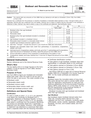 Form 8864 Biodiesel and Renewable Diesel Fuels Credit