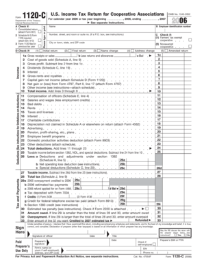 US Federal Income Tax Return for Cooperative Associations