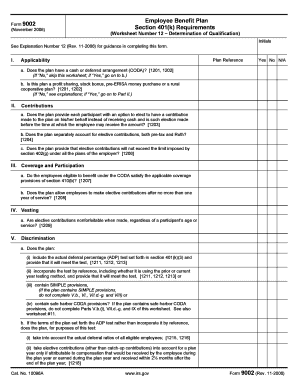 IRS Form 9002 401(k) Requirements
