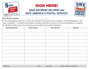 Save Saturday Delivery Petition
