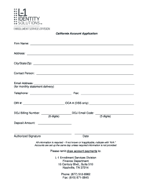 California Account Application