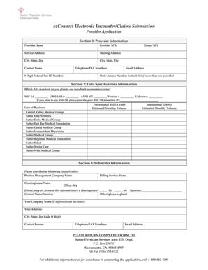 Provider Application for Electronic Encounter/Claims Submission