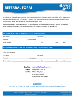 Office Ally Referral Form