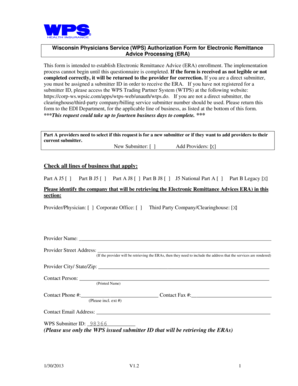 Wisconsin Physicians Service ERA Authorization Form