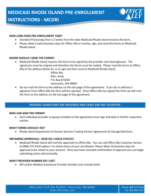 Rhode Island Medicaid Pre-Enrollment Form