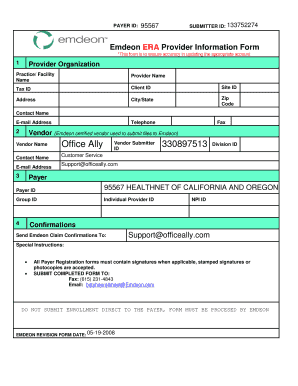Emdeon ERA Provider Information Form