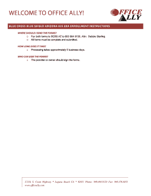 Blue Cross Blue Shield Arizona 835 ERA Enrollment Form