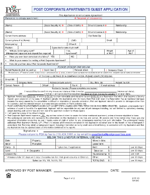 Post Corporate Apartments Guest Application