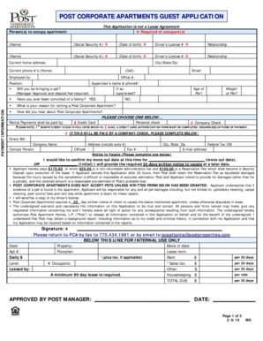 Post Corporate Apartments Guest Application