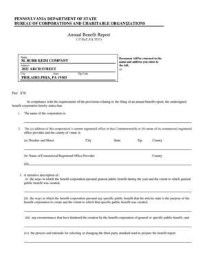 Pennsylvania Annual Benefit Report
