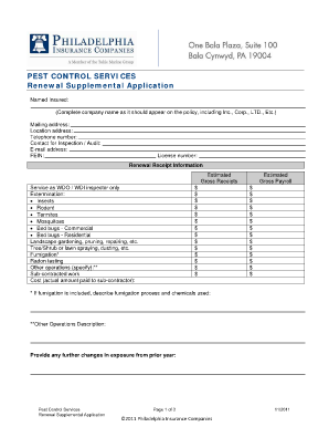 Pest Control Services Renewal Application