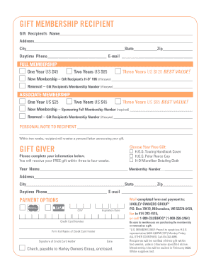 Gift Membership Application Form