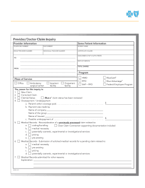 Provider Claim Inquiry Form