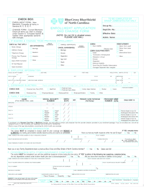 BCBSNC Enrollment Application Form