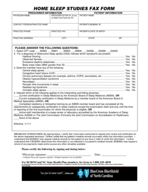 Home Sleep Studies Fax Form