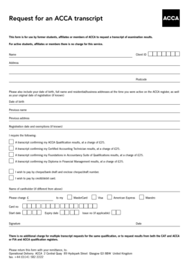 ACCA Transcript Request Form