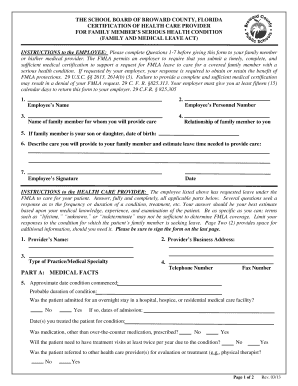 Certification of Health Care Provider for Family Member's Serious Health Condition