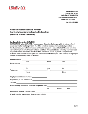 Certification of Health Care Provider for Family Member's Serious Health Condition