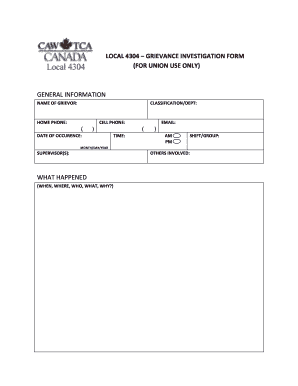 Local 4304 Grievance Investigation Form