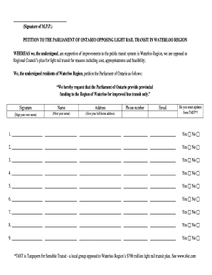 Petition Against Light Rail Transit in Waterloo Region