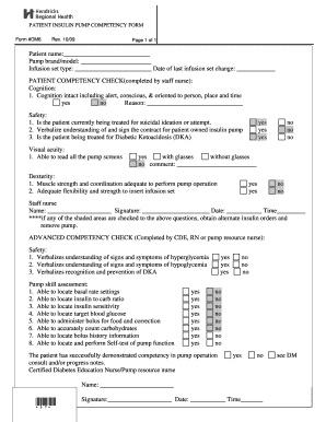 Patient Insulin Pump Competency Form
