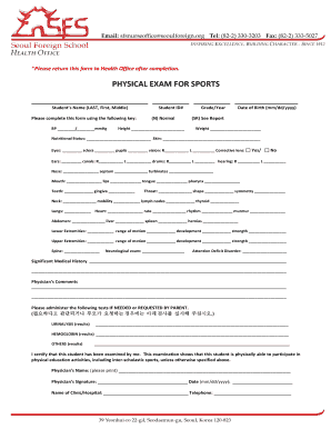 Physical Exam for Sports