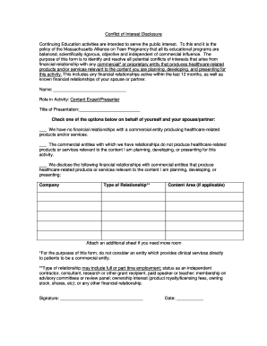 Conflict of Interest Disclosure Form