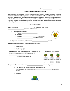Chapter 2 Notes Chemistry of Life