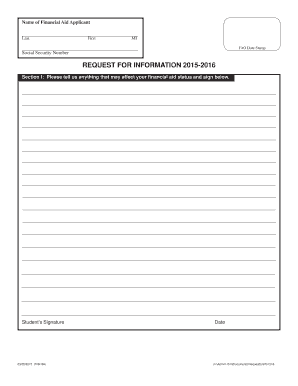 Request for Information Financial Aid Form