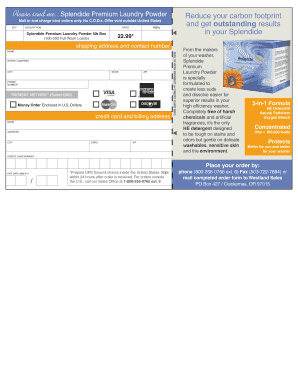 Splendide Laundry Powder Order Form