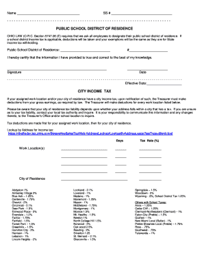 Ohio School District and City Income Tax Form