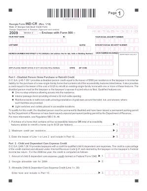 Georgia Form IND-CR Individual Credit Form