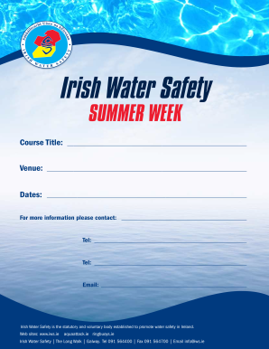 Irish Water Safety Award Form