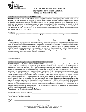 Certification of Health Care Provider for Employee's Serious Health Condition
