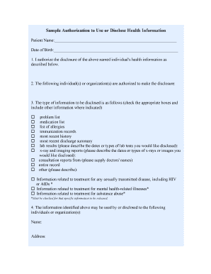 Authorization to Use or Disclose Health Information