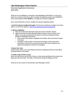 Lake Washington School District Volunteer Application