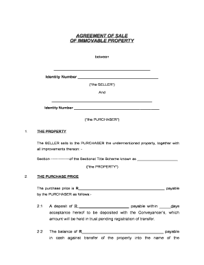 Agreement of Sale of Immovable Property